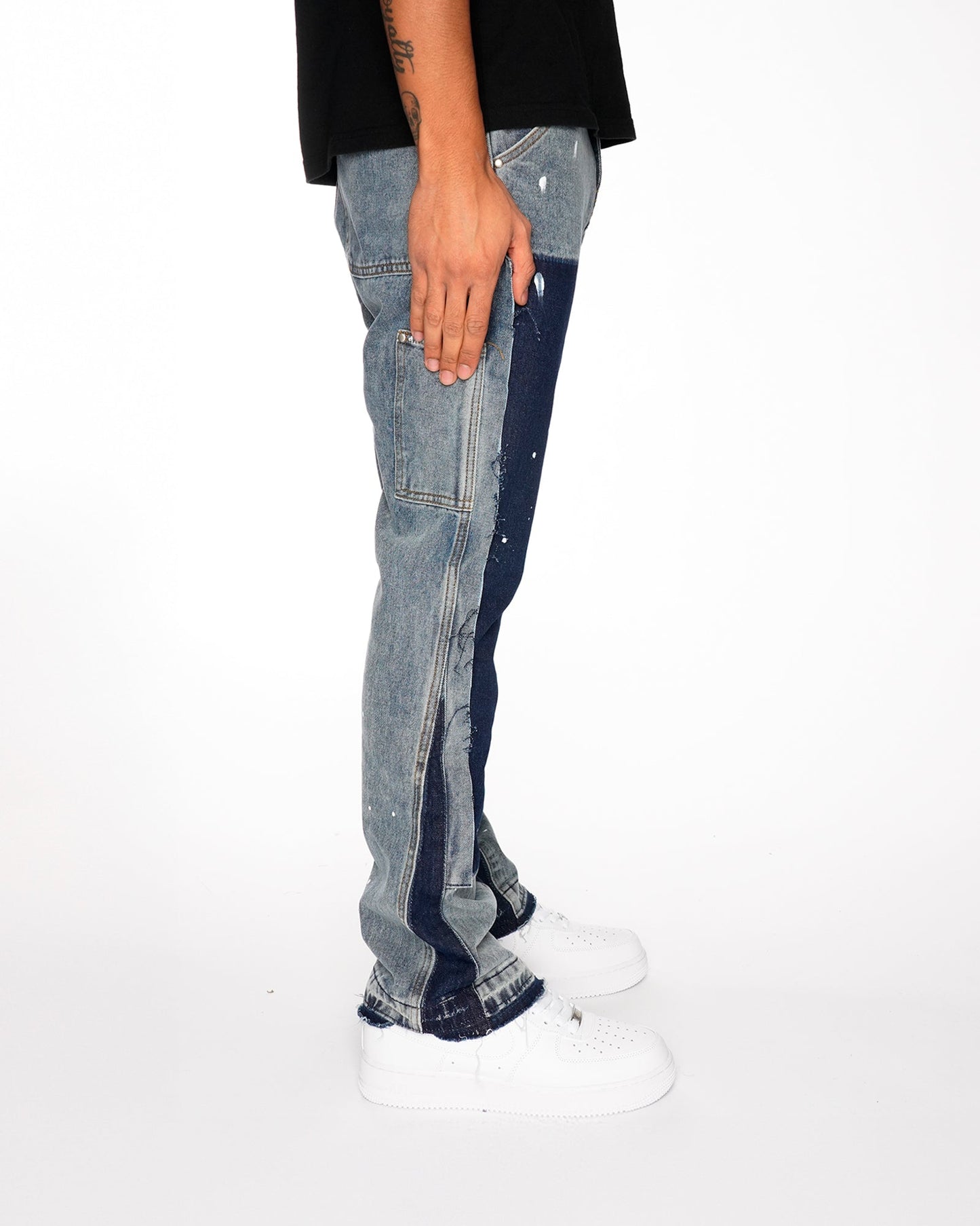 Flared Denim™ | Jeans Flare Patchwork Bicolore