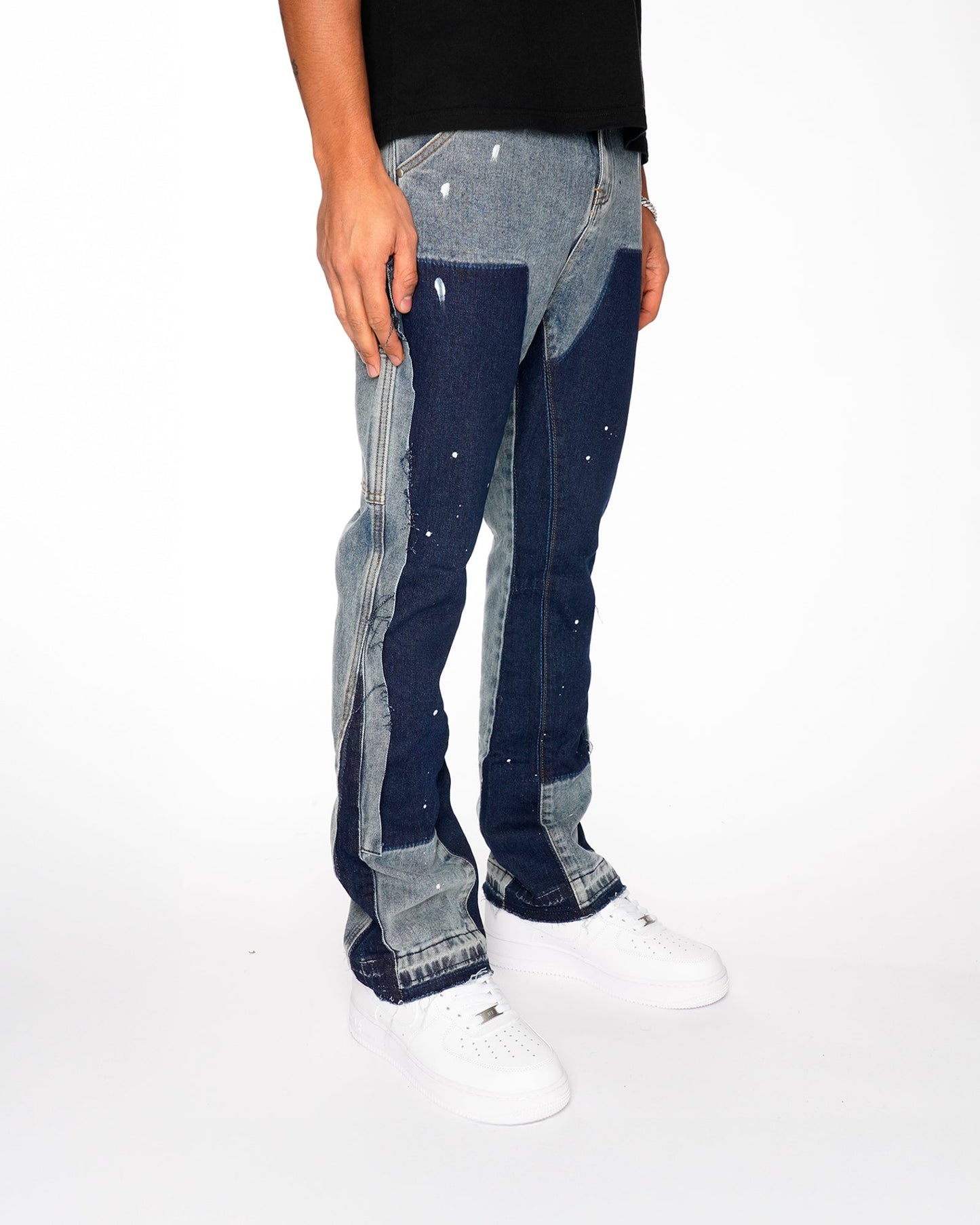 Flared Denim™ | Jeans Flare Patchwork Bicolore