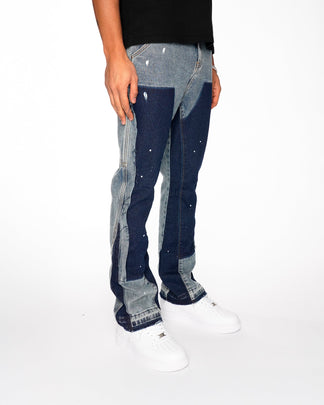 Flared Denim™ | Jeans Flare Patchwork Bicolore