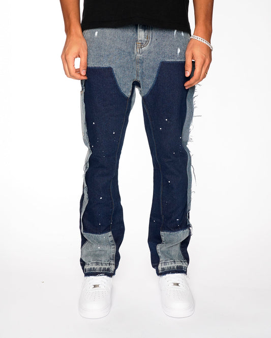 Flared Denim™ | Jeans Flare Patchwork Bicolore