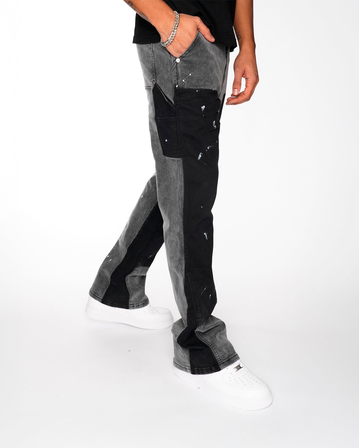 Flared Denim™ | Jeans Flare Nero-Grigio