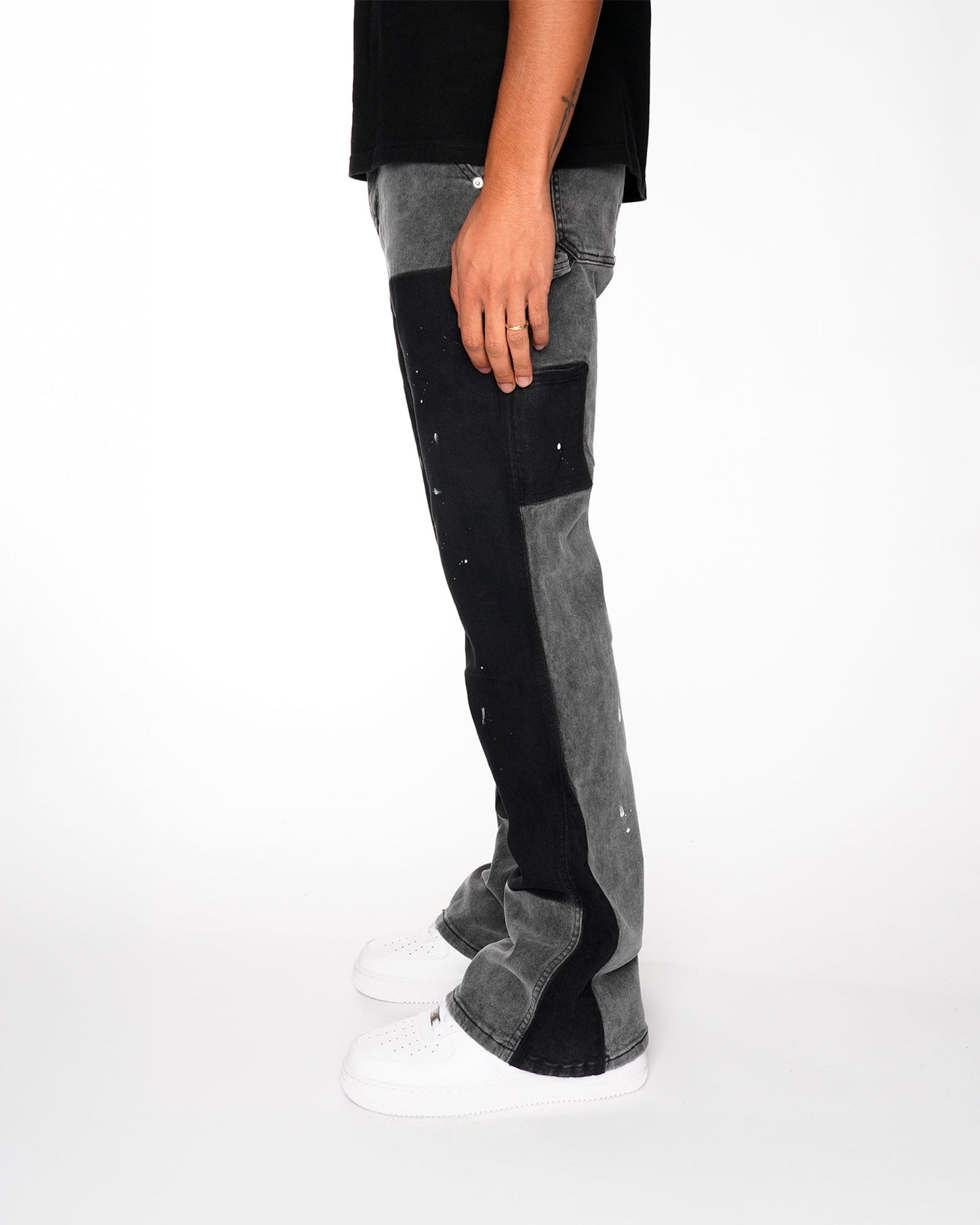 Flared Denim™ | Jeans Flare Nero-Grigio