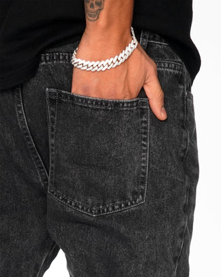 Flared Denim™ | Jeans Flare Nero con Inserti Blu