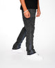 Flared Denim | Jeans Flare Nero con Inserti Blu