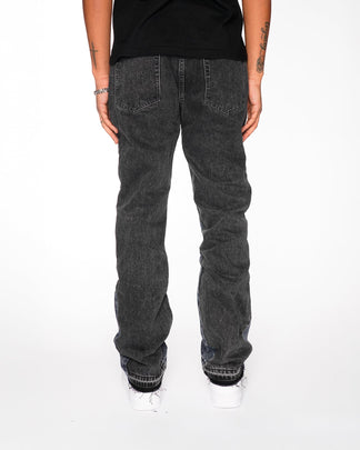Flared Denim™ | Jeans Flare Nero con Inserti Blu