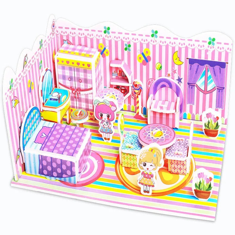 Puzzle 3D Cartoon Casa e Castello  Giocattoli Educativi Fai da Te