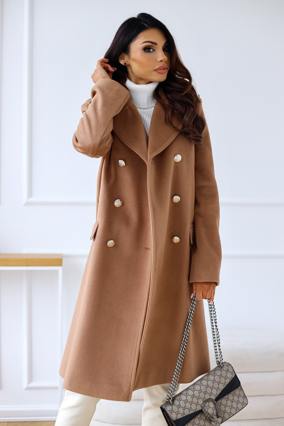 Cappotto Lungo Donna | Misto Lana Doppiopetto con Fit Comodo e Taglio Su Misura