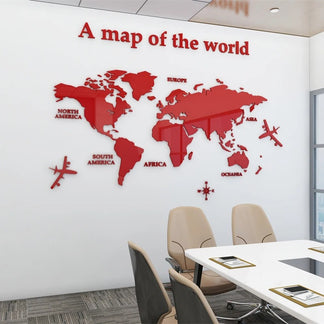 Mappa del Mondo 3D Adesivi Murali in Acrilico  Decorazione Tridimensionale