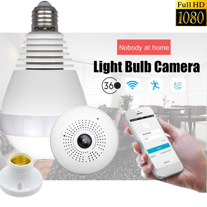Lampadina con Telecamera 360° WiFi – IP Camera Panoramica con Visione Notturna