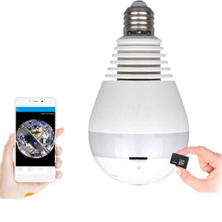 Lampadina con Telecamera 360° WiFi – IP Camera Panoramica con Visione Notturna