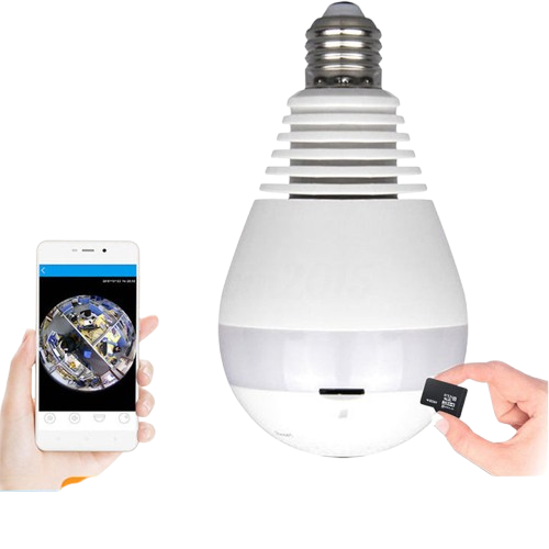 Lampadina con Telecamera 360° WiFi – IP Camera Panoramica con Visione Notturna