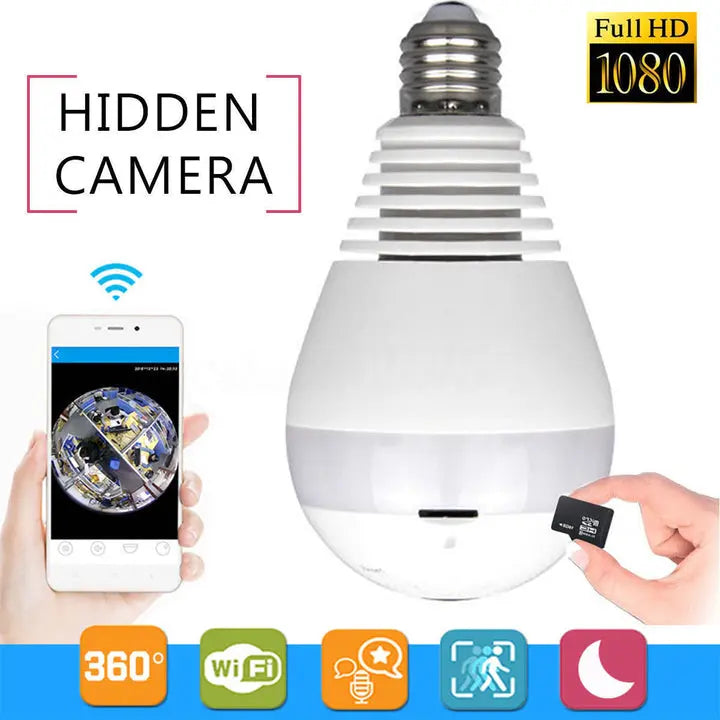 Lampadina con Telecamera 360° WiFi – IP Camera Panoramica con Visione Notturna MigliorPrezzi.com