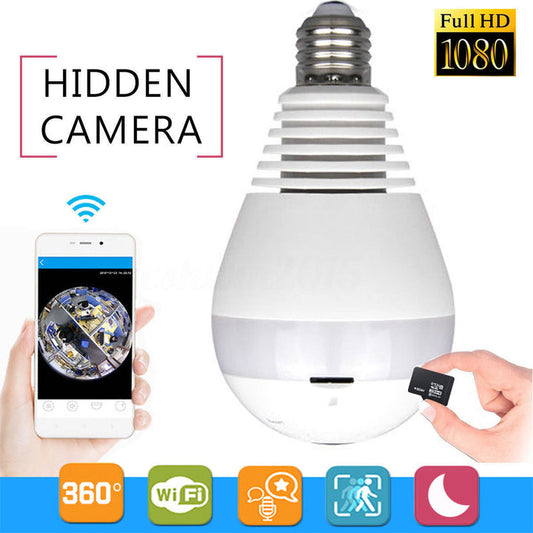 Lampadina con Telecamera 360° WiFi – IP Camera Panoramica con Visione Notturna