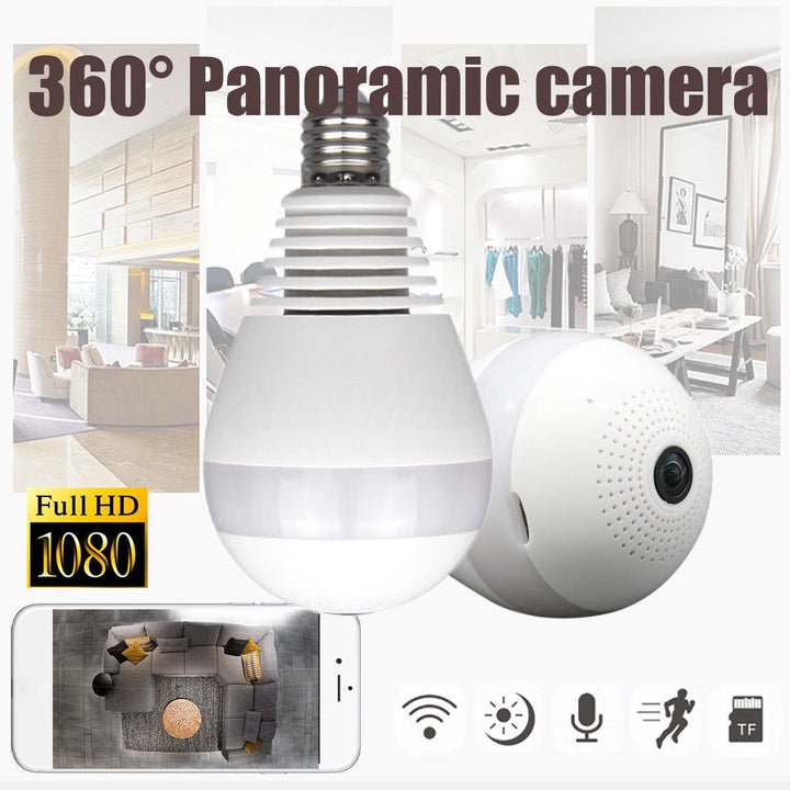 Lampadina con Telecamera 360° WiFi – IP Camera Panoramica con Visione Notturna