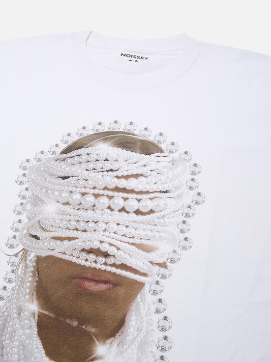 BOUNCE BACK™ | T-Shirt Streetwear con Stampa e Dettagli di Perle