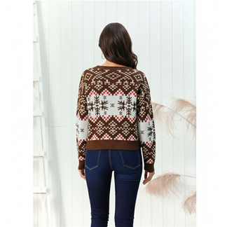 Maglione Donna Lungo Elegante in Misto Lana Jacquard