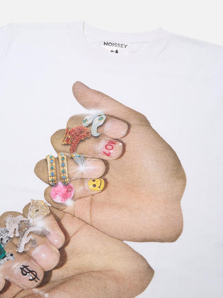 BOUNCE BACK™ | Maglia Crop Streetwear con Finger Graffiti e Anello Diamante Stampato