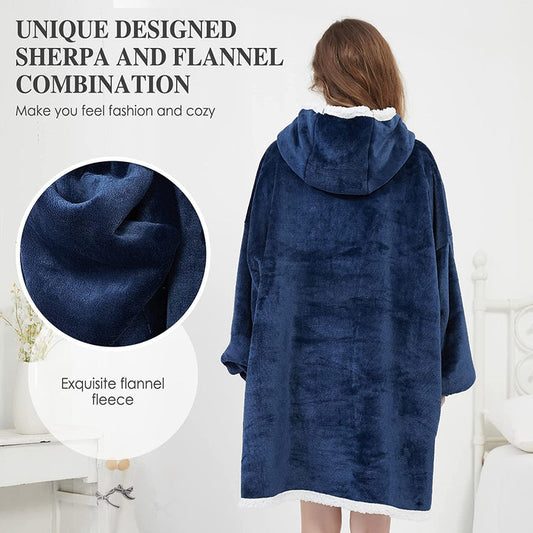 Plaid covered sweatshirt with super comfortable oversize hooded single size - solid color
