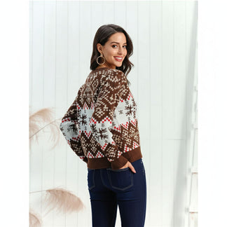 Maglione Donna Lungo Elegante in Misto Lana Jacquard