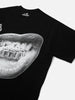 BOUNCE BACK| T-Shirt Streetwear con Dettagli Ricamati Labbra e Denti