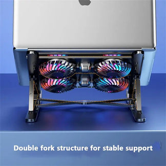 Folding support for laptop with silent fan