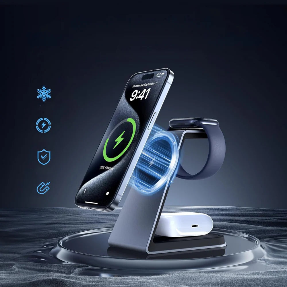 Caricatore Wireless 3 in 1 | Ricarica iPhone, Apple Watch e AirPods