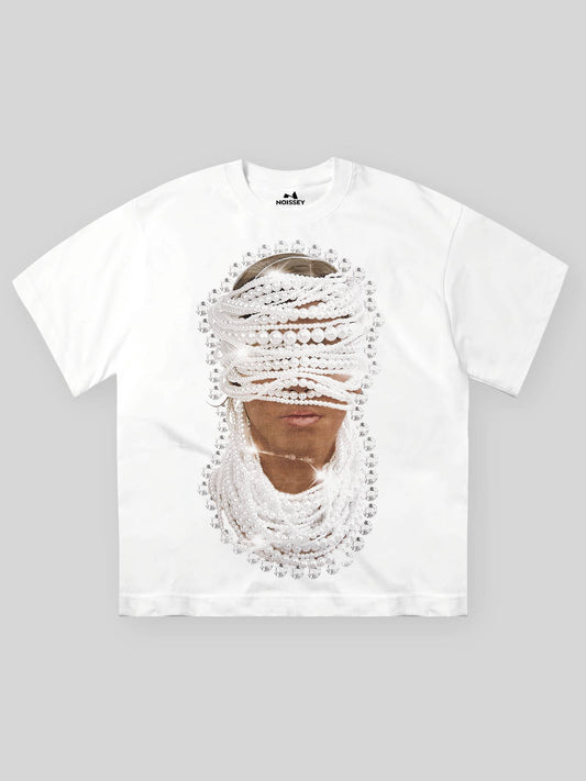 BOUNCE BACK™ | T-Shirt Streetwear con Stampa e Dettagli di Perle