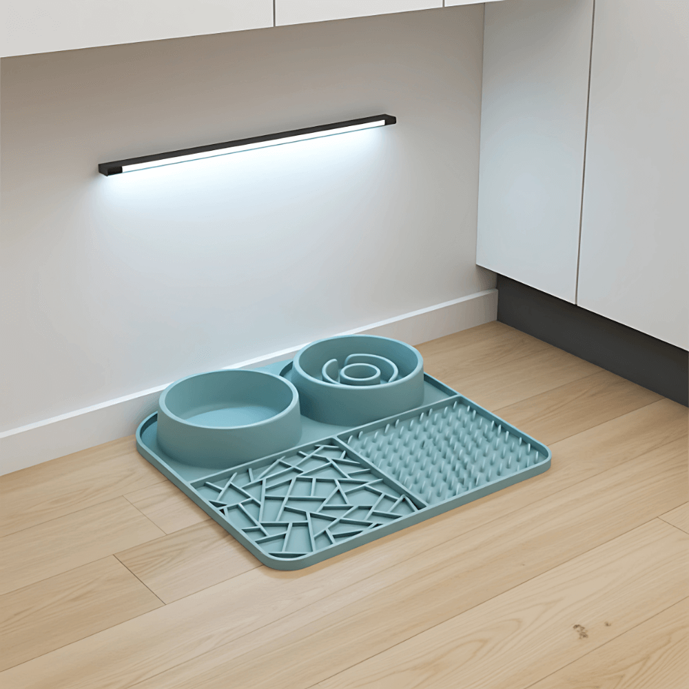Tappetino Interattivo 3 in 1 per Cani e Gatti – Alimentazione Lenta & Relax