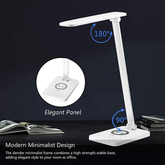 Dimmeriable table lamp with USB and wireless charging