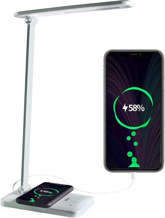 Dimmeriable table lamp with USB and wireless charging