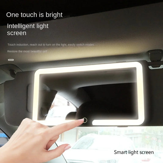 Touchscreen mirror with car light adjustment