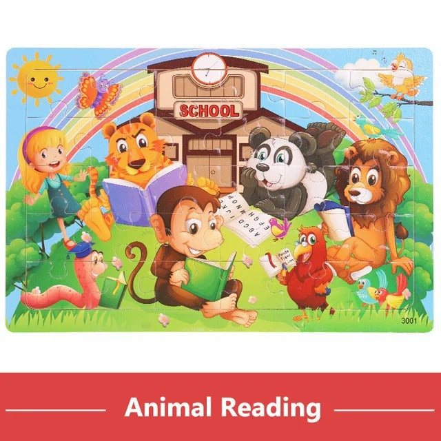 Puzzle in Legno 3D Animali e Traffico  30 Pezzi Educativi