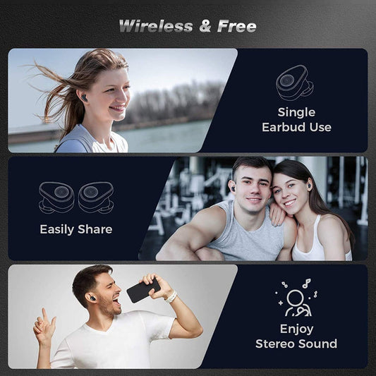 Bluetooth 5.0 wireless headphones in Auricular Waterproof Ear with LED display