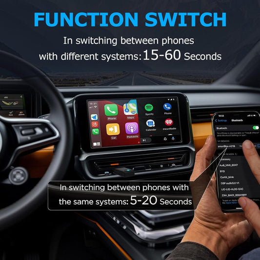 2 in 1 wireless adapter for Android Auto and Apple Carplay - Universal compatibility, stable connection, compact design