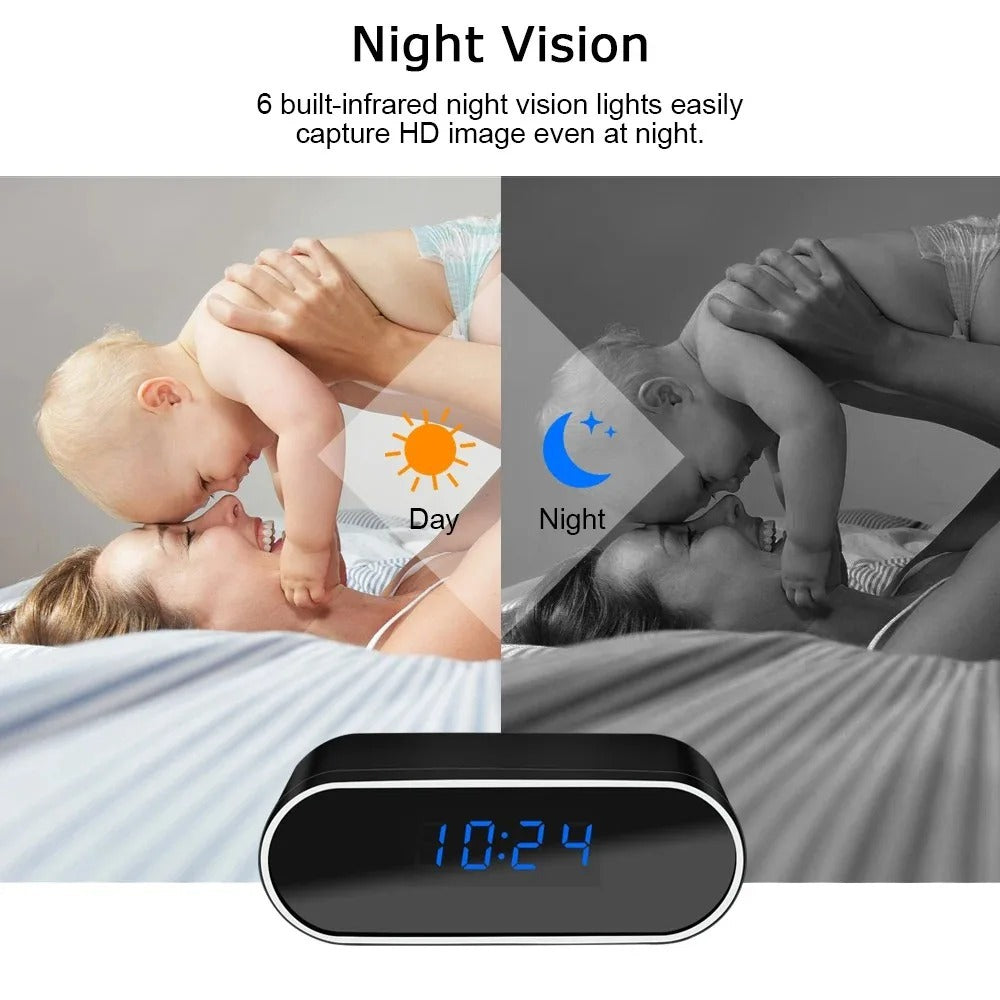 Sveglia con Telecamera Invisibile per Visione Notturna 1080P Sicurezza Domestica WiFi