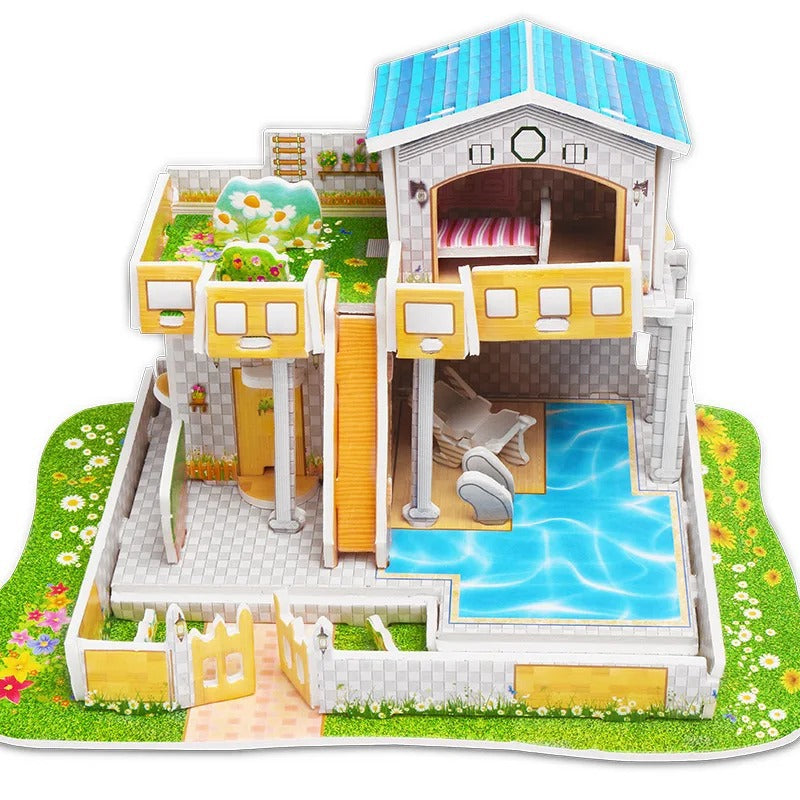 Puzzle 3D Cartoon Casa e Castello  Giocattoli Educativi Fai da Te