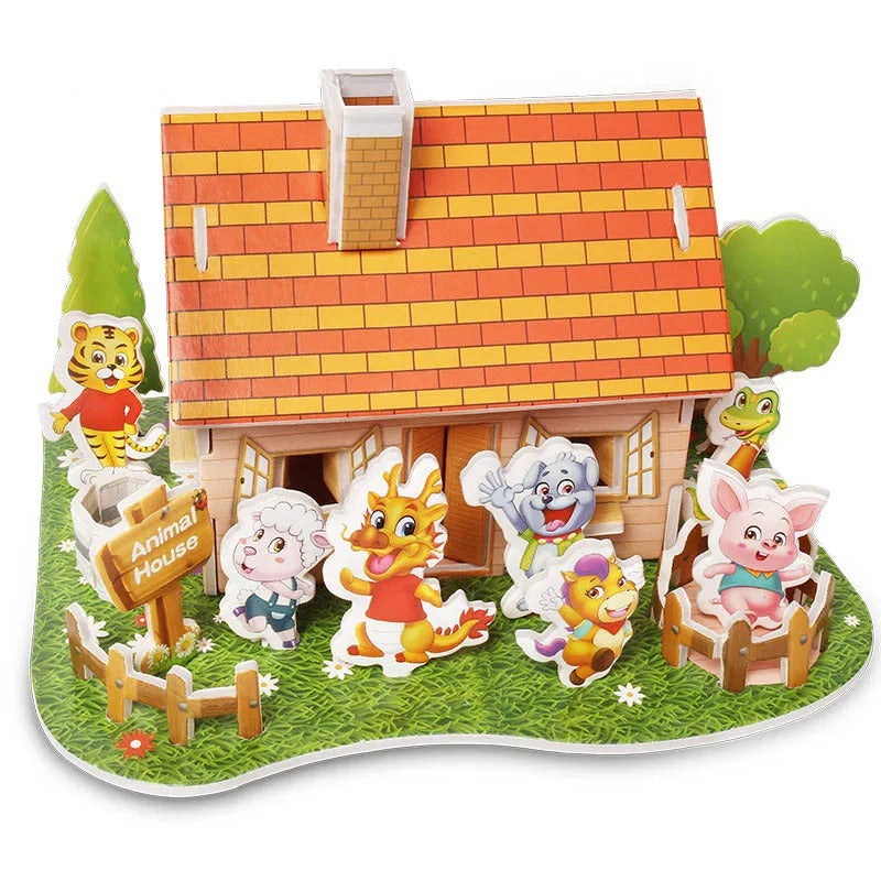 Puzzle 3D Cartoon Casa e Castello  Giocattoli Educativi Fai da Te