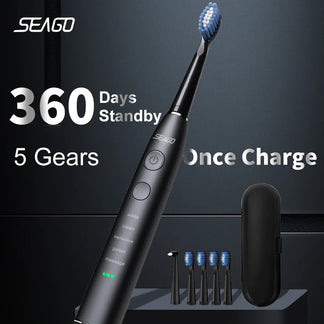 Spazzolino Elettrico Sonico Seago SG 575 Ricaricabile con 4 Testine di Ricambio