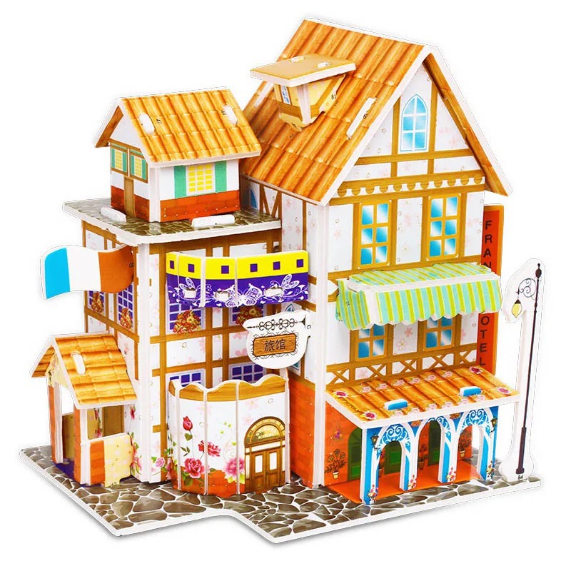 Puzzle 3D Cartoon Casa e Castello  Giocattoli Educativi Fai da Te