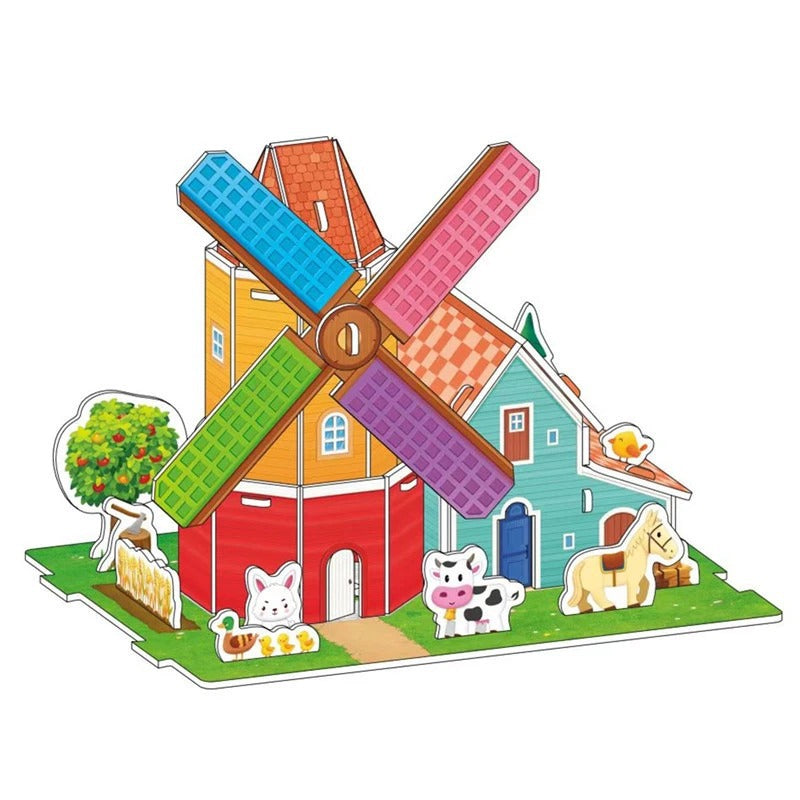 Puzzle 3D Cartoon Casa e Castello  Giocattoli Educativi Fai da Te