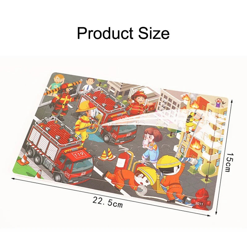 Puzzle in Legno 3D Animali e Traffico  30 Pezzi Educativi