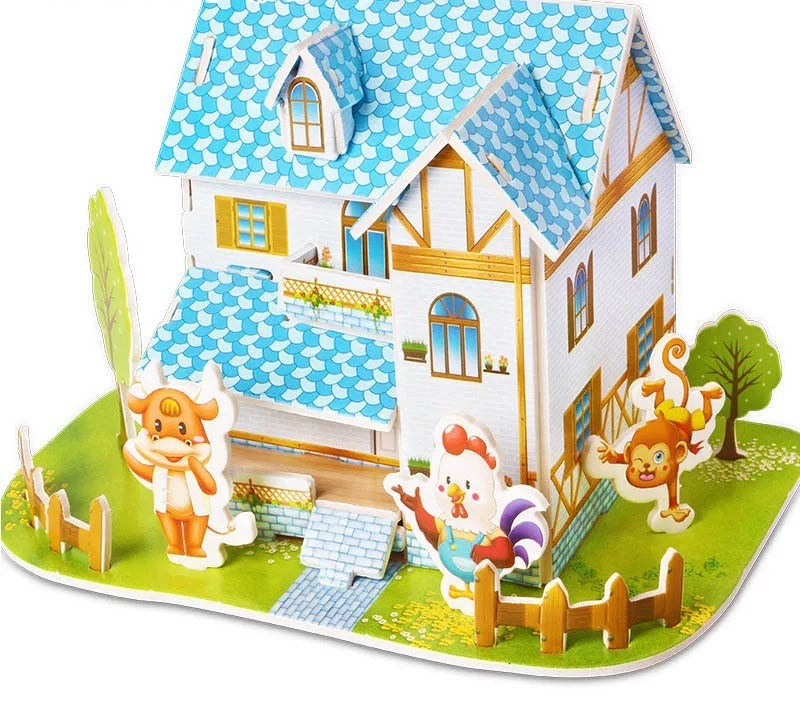 Puzzle 3D Cartoon Casa e Castello  Giocattoli Educativi Fai da Te