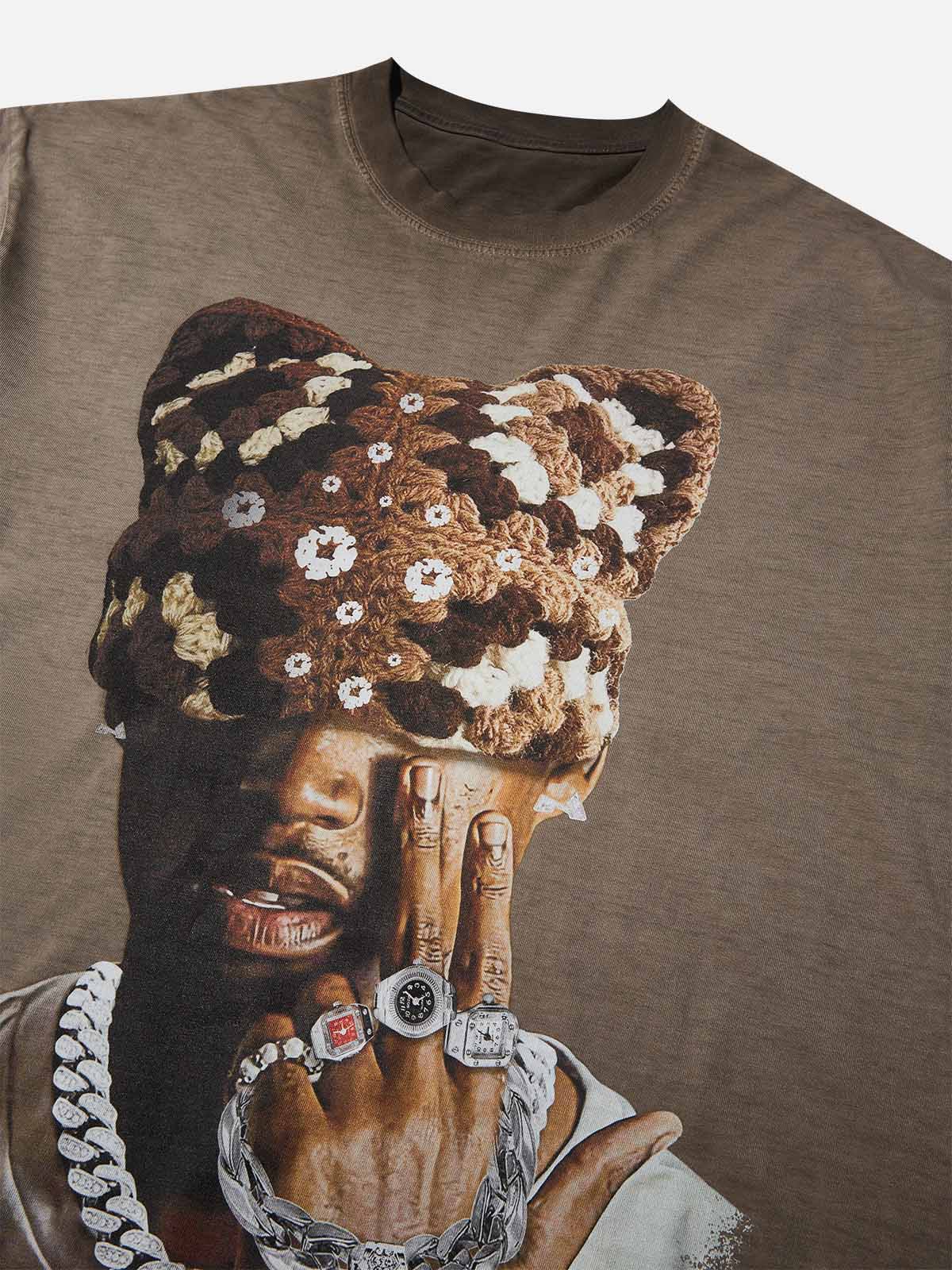 BOUNCE BACK™ | Maglia Streetwear Marrone con Grafica Sfumata