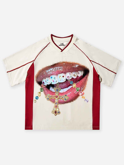 BOUNCE BACK™ | Maglia Oversize con Grafica Denti Brillanti e Croce Bold