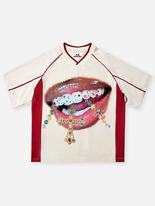 BOUNCE BACK™ | Maglia Oversize con Grafica Denti Brillanti e Croce Bold