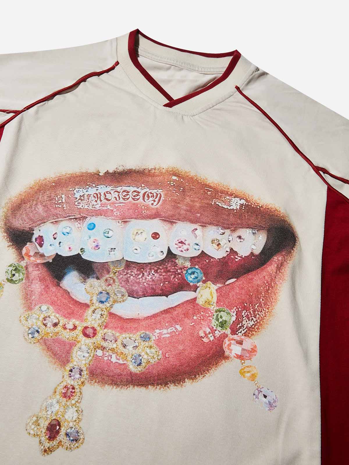 BOUNCE BACK™ | Maglia Oversize con Grafica Denti Brillanti e Croce Bold