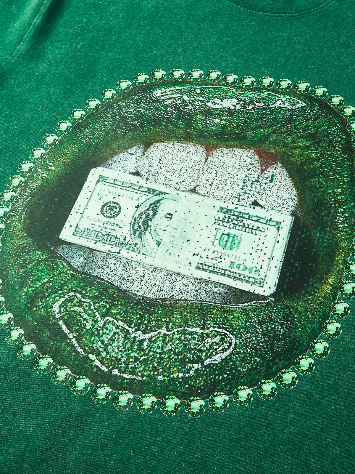 BOUNCE BACK™ | Maglia Verde Streetwear con Stampa Money Bite Iconica
