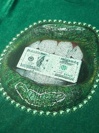 BOUNCE BACK™ | Maglia Verde Streetwear con Stampa Money Bite Iconica