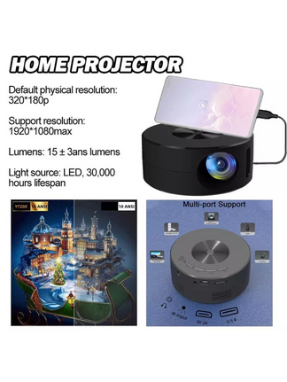 MINI HD 1080p LED projector for boundless entertainment