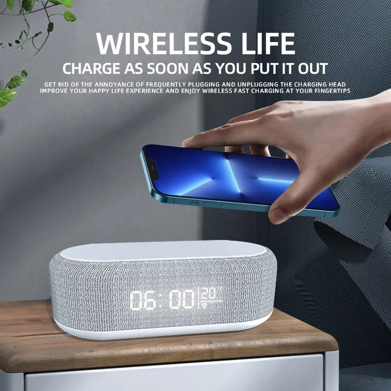 Wireless charger with alarm clock and thermometer for iPhone Samsung